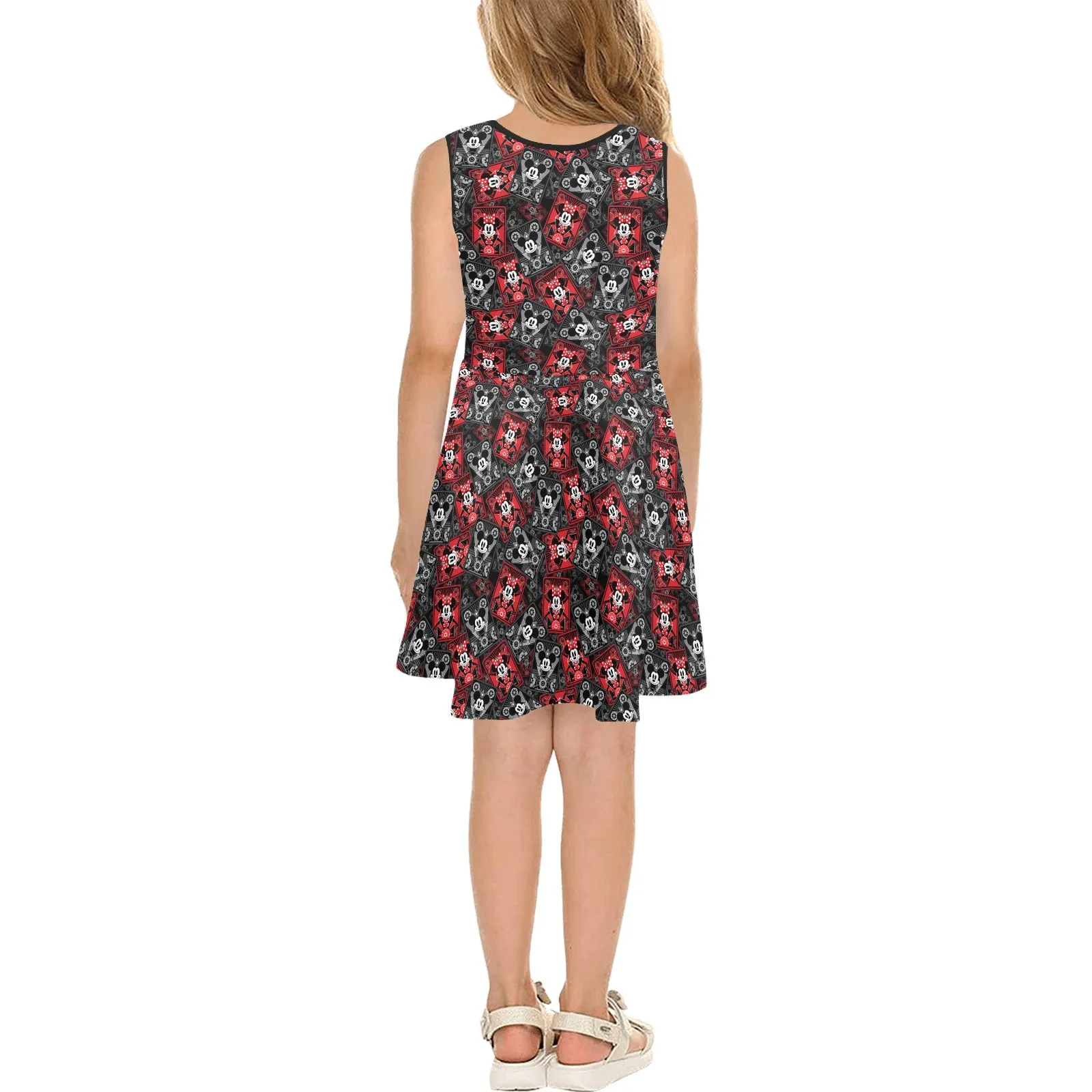 Steamboat Mickey And Minne Cards Girls' Sleeveless Sundress