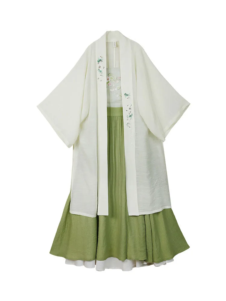 Tender Sprouts of Spring - Modern Hanfu Dress for Women's Everyday Commute