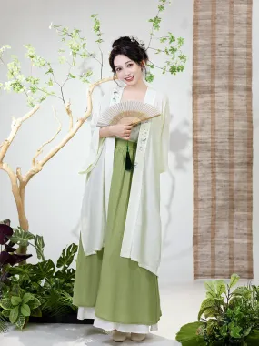 Tender Sprouts of Spring - Modern Hanfu Dress for Women's Everyday Commute