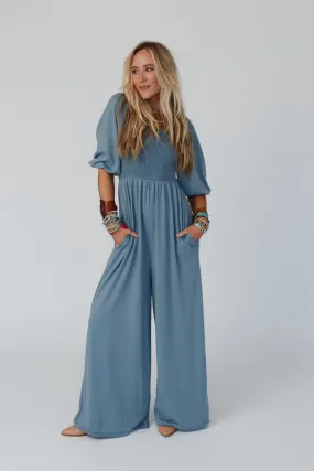 The Nest Nick Of Time Smocked Jumpsuit - Gunmetal