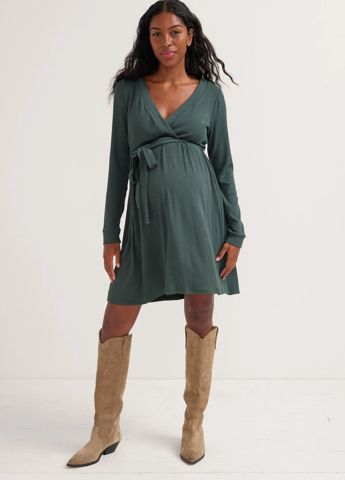 The Softest Rib Mini Wrap Dress