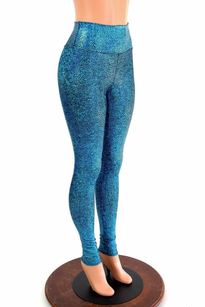 Turquoise Shattered Glass Leggings