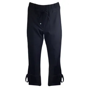 TWP Black Ankle Tie Detail Cropped Wool Stretch Pants