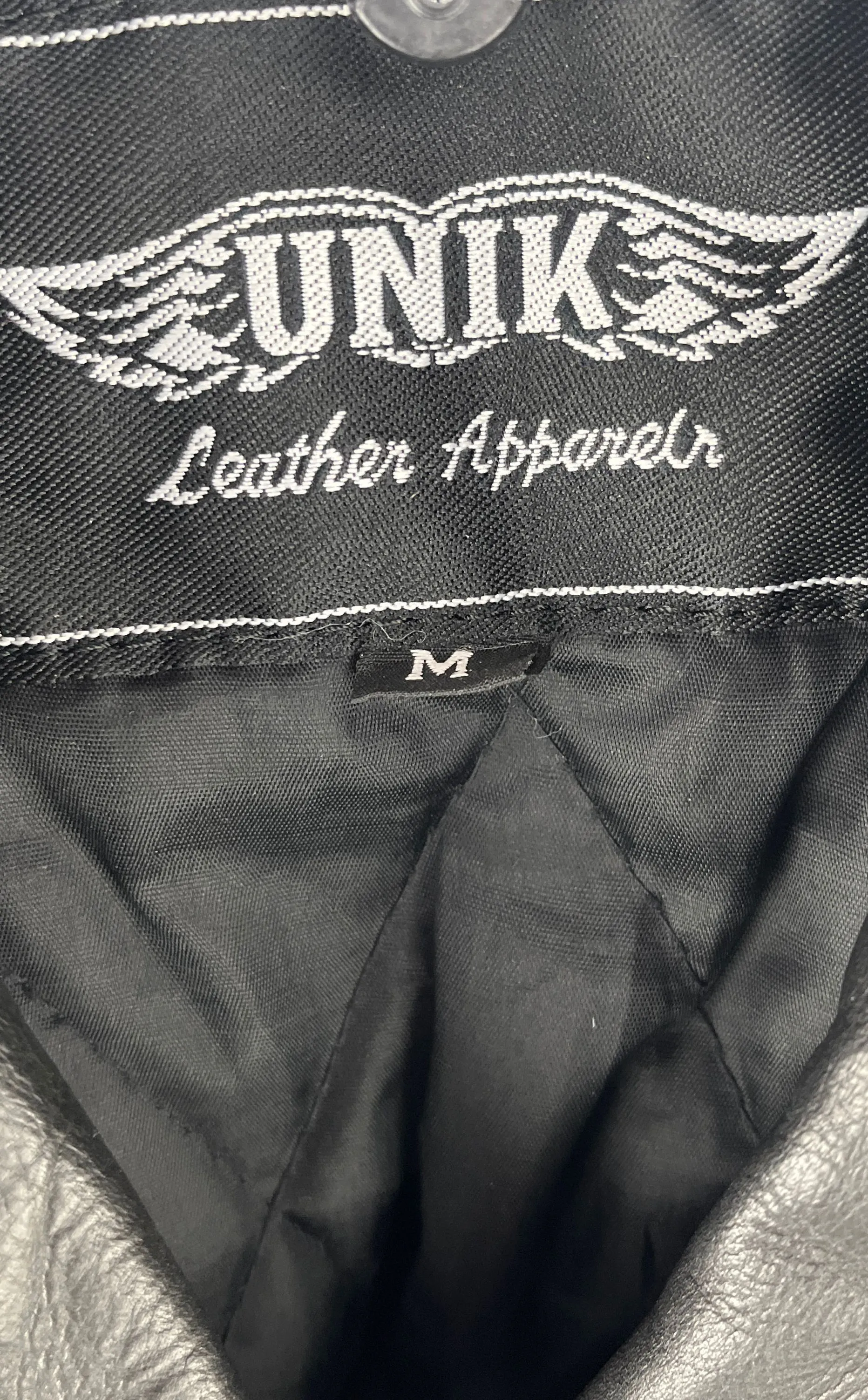 Unik Vintage Black Leather Cropped Moto Motorcycle Jacket Women's M