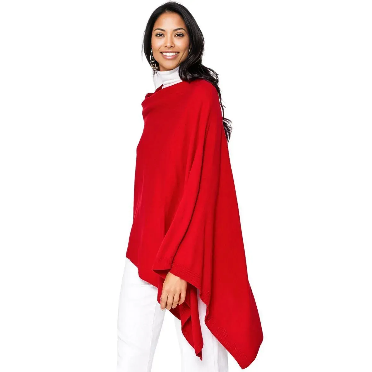 Upgrade your wardrobe with our Chic Red Scarf Poncho Wrap