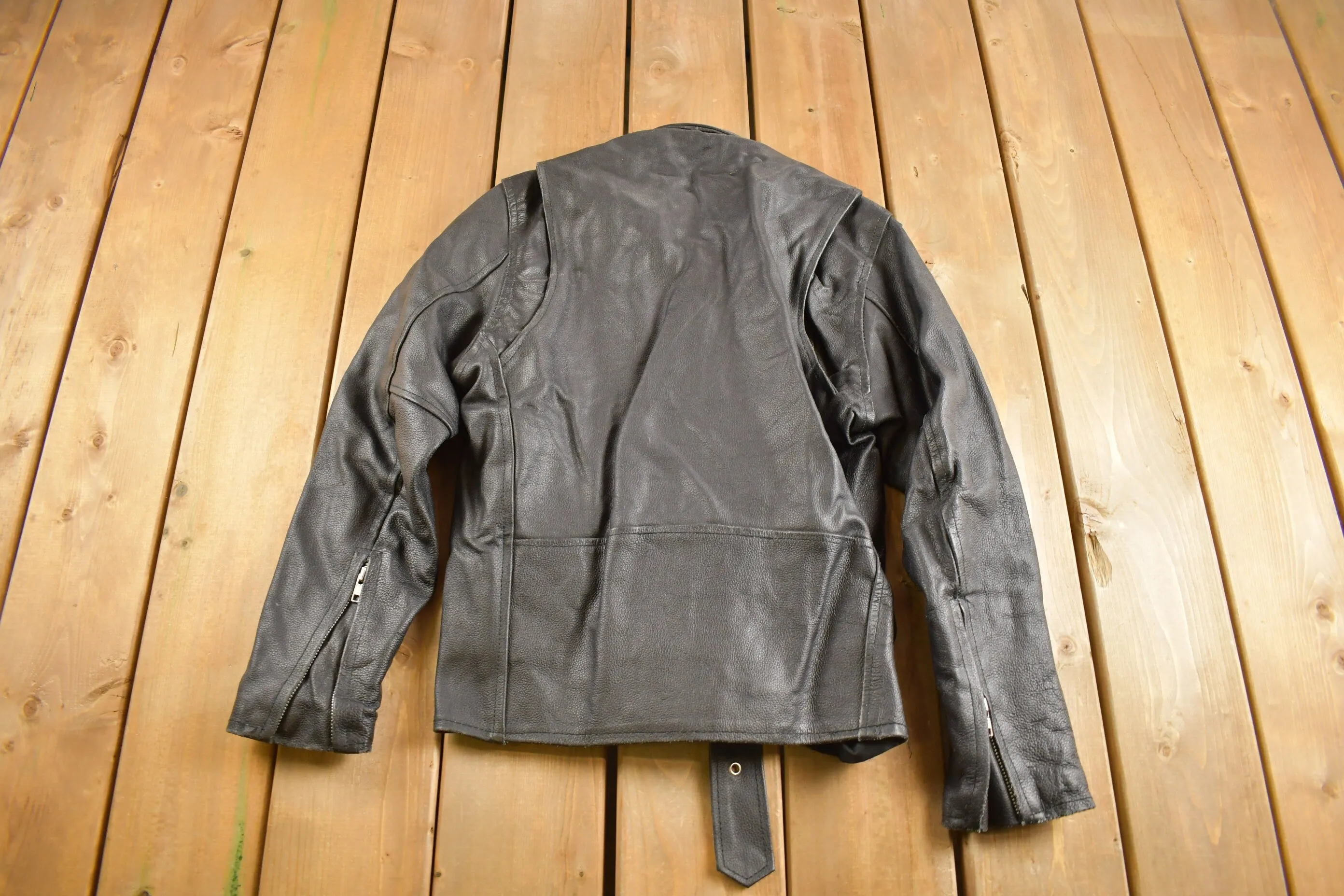 Vintage 1980s Leather Biker Jacket Size 34