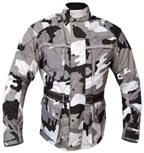 Warrior Gears®Camo Mens Motorcycle Jacket | Camouflage | Waterproof | Breathable | CE Protection - Grey