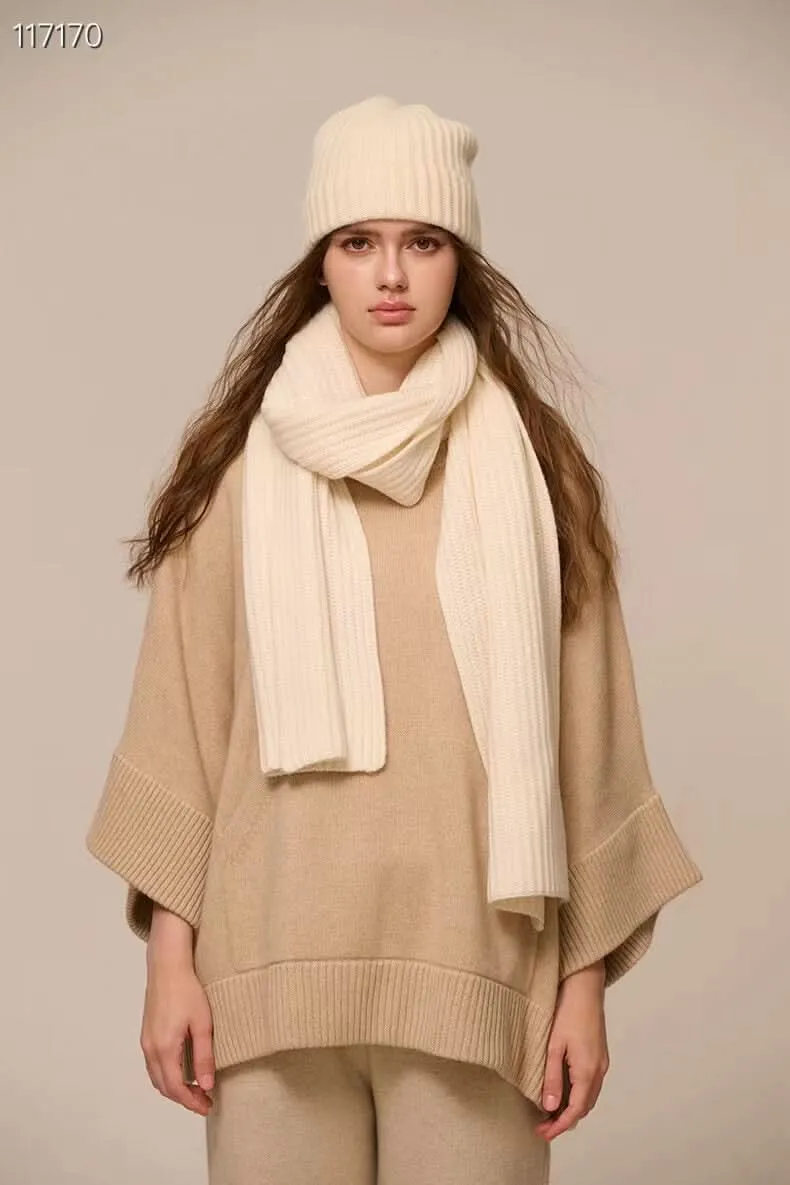 women's cashmere beanie hat and scarf set