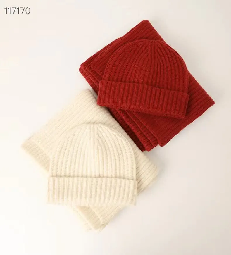 women's cashmere beanie hat and scarf set