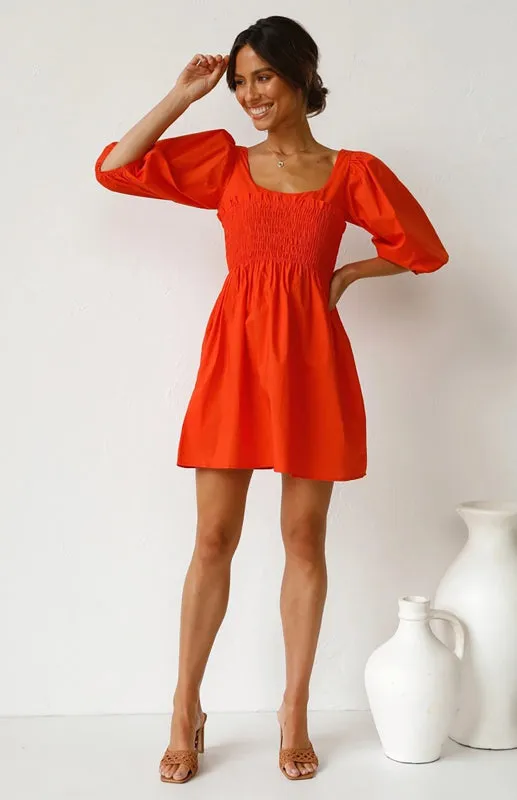 Women's Causal Friday Outfits Lantern Sleeves Dress | Solid Color Dress | Cute Short Dress