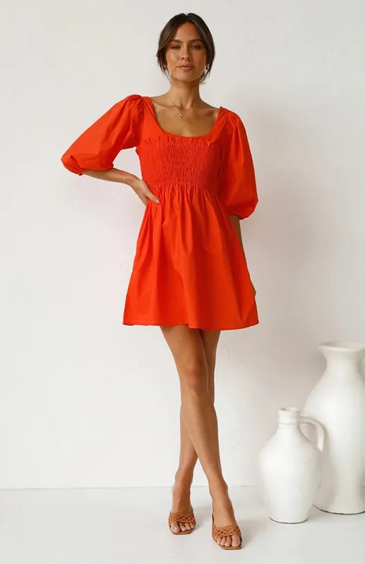 Women's Causal Friday Outfits Lantern Sleeves Dress | Solid Color Dress | Cute Short Dress