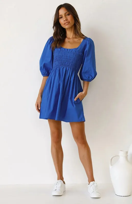 Women's Causal Friday Outfits Lantern Sleeves Dress | Solid Color Dress | Cute Short Dress