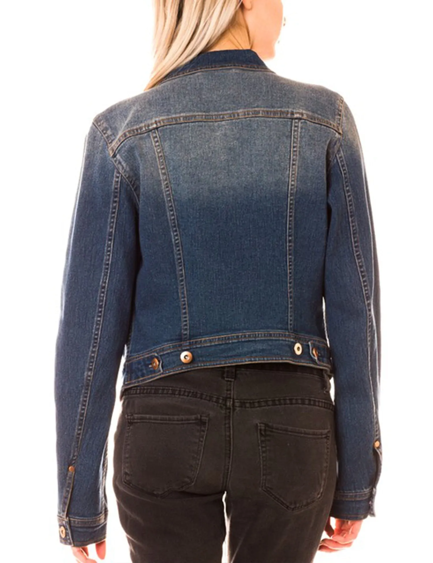 Women's Classic Long Sleeve Cropped Basic Denim Jacket