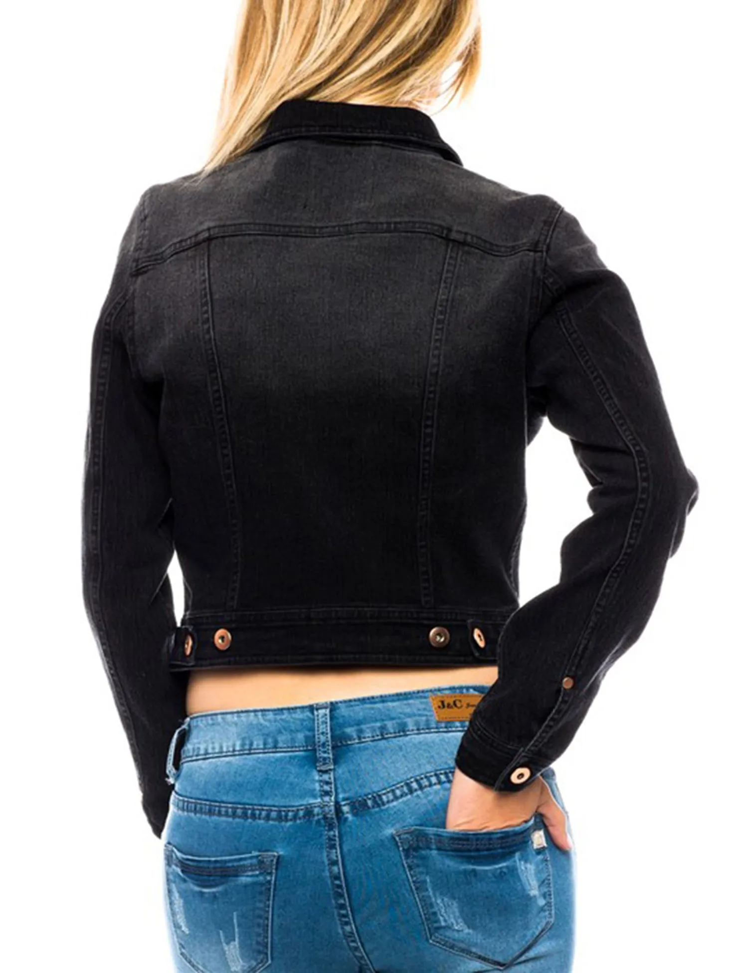 Women's Classic Long Sleeve Cropped Basic Denim Jacket