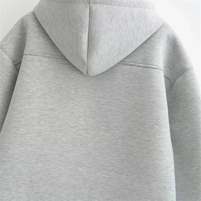 Women's Vintage Oversize Zipper Hoodie Unisex Sweatshirt