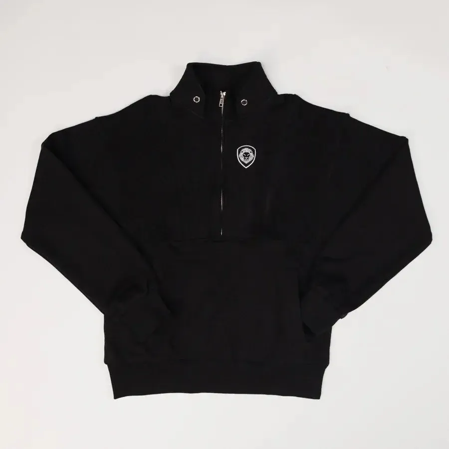 Women's VT Lion Shield Logo Black Cozy 1/4 Zip Sweater