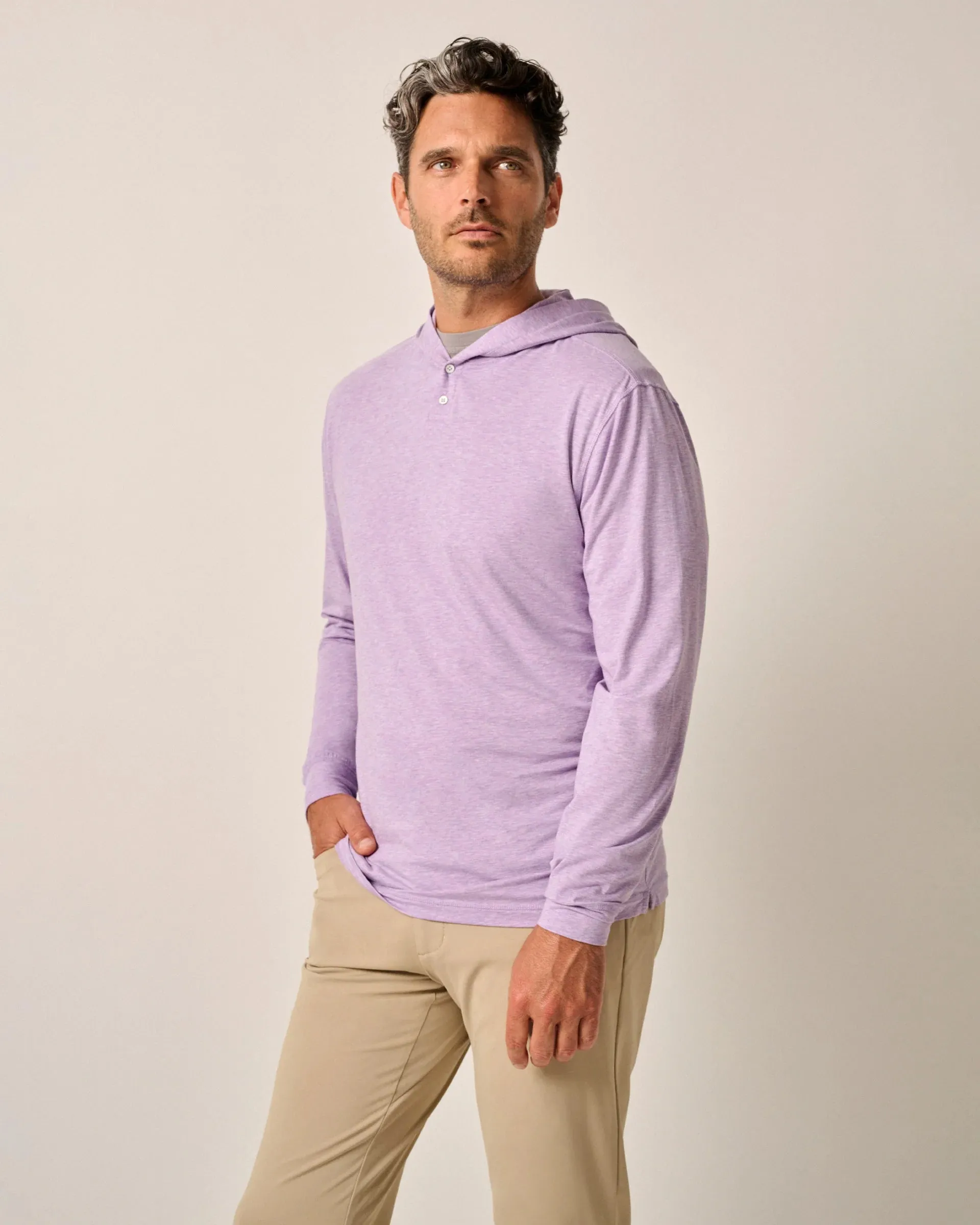 Woodley Cotton T-Shirt Hoodie in Tulip by Johnnie-O