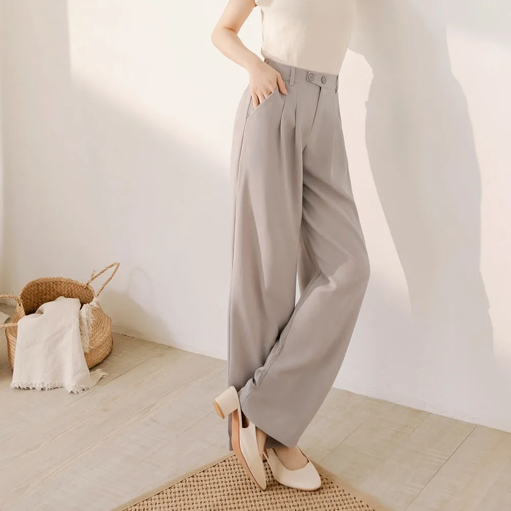 Work Easy Care Wrinkle Free Elastic Waist Long Culottes Pants