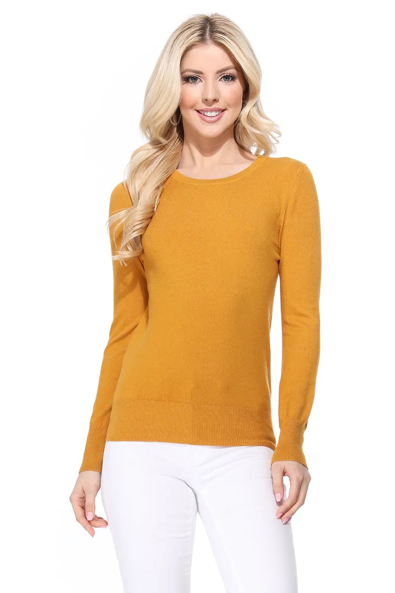 YEMAK Women's Crewneck Long Sleeve Pullover Soft Knit Top Sweater MK5500 (S-XL)