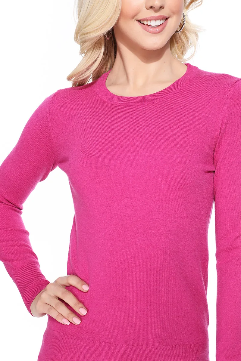 YEMAK Women's Crewneck Long Sleeve Pullover Soft Knit Top Sweater MK5500 (S-XL)