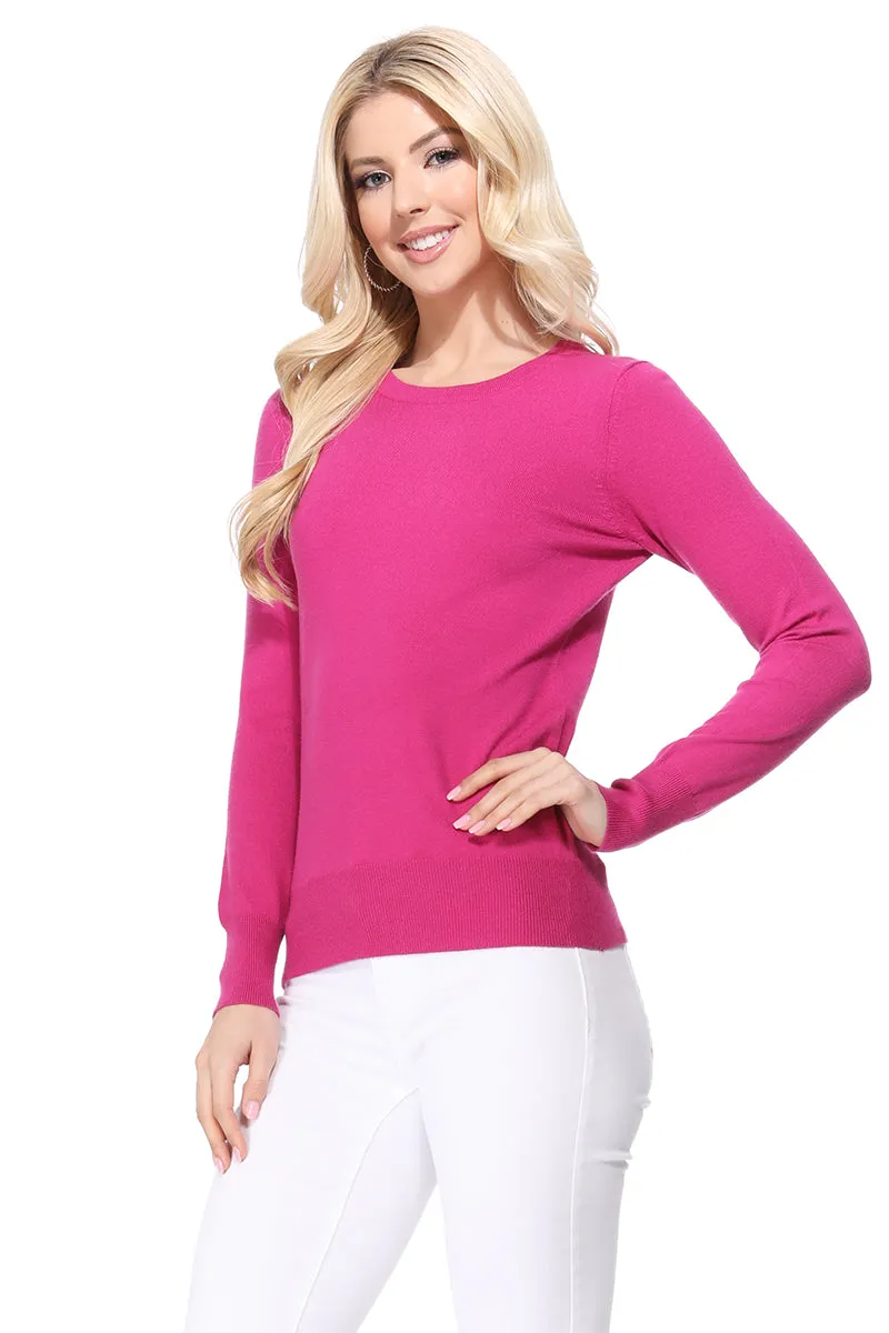 YEMAK Women's Crewneck Long Sleeve Pullover Soft Knit Top Sweater MK5500 (S-XL)