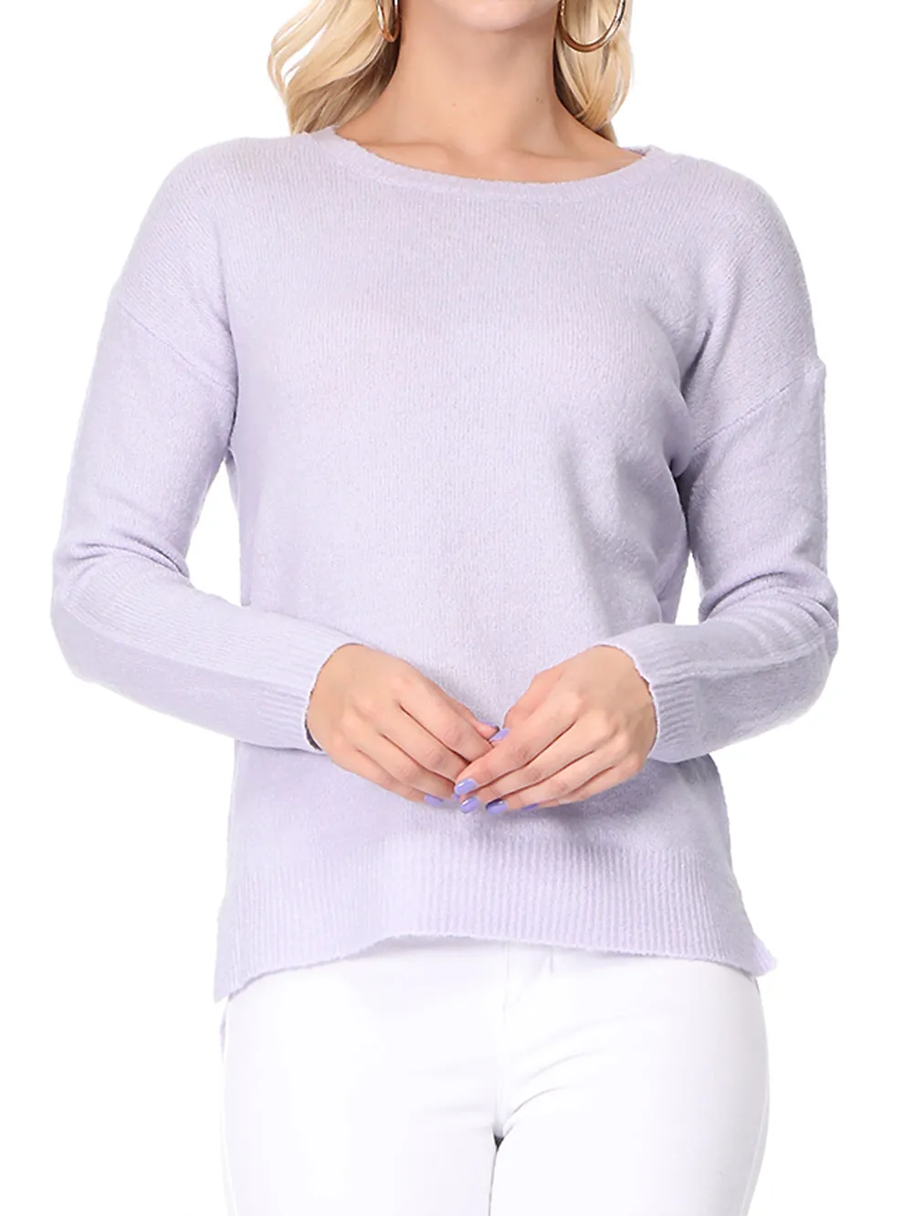 YEMAK Women's Long Sleeve Crewneck Lightweight Casual Soft Knit Pullover Sweater MK8015 (S-L)