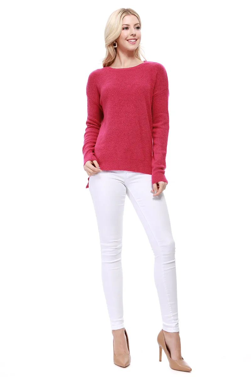 YEMAK Women's Long Sleeve Crewneck Lightweight Casual Soft Knit Pullover Sweater MK8015 (S-L)