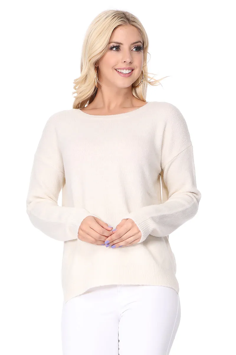 YEMAK Women's Long Sleeve Crewneck Lightweight Casual Soft Knit Pullover Sweater MK8015 (S-L)