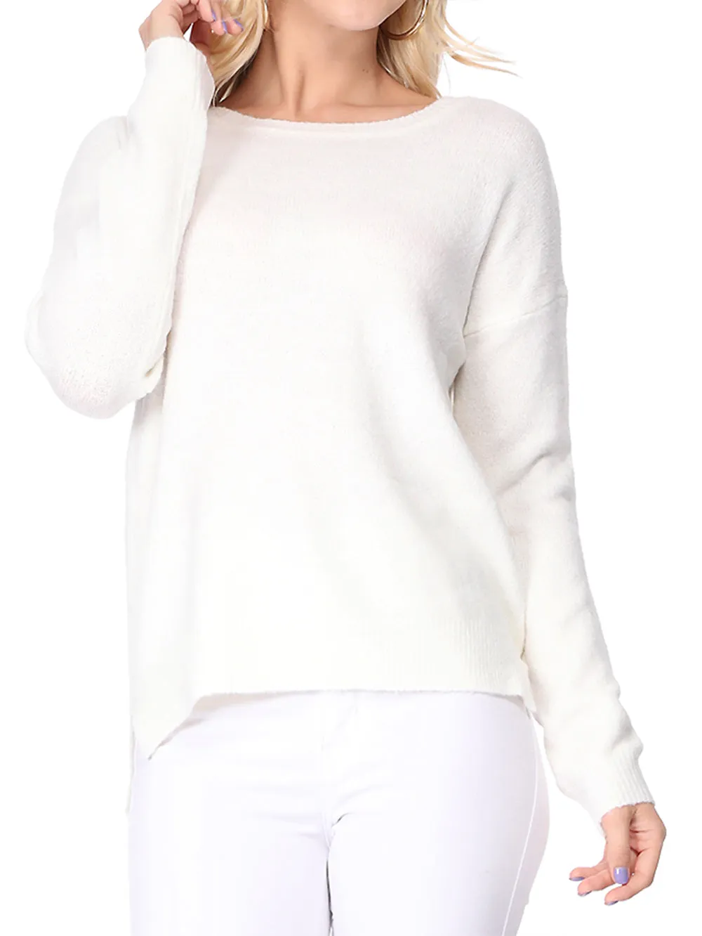 YEMAK Women's Long Sleeve Crewneck Lightweight Casual Soft Knit Pullover Sweater MK8015 (S-L)