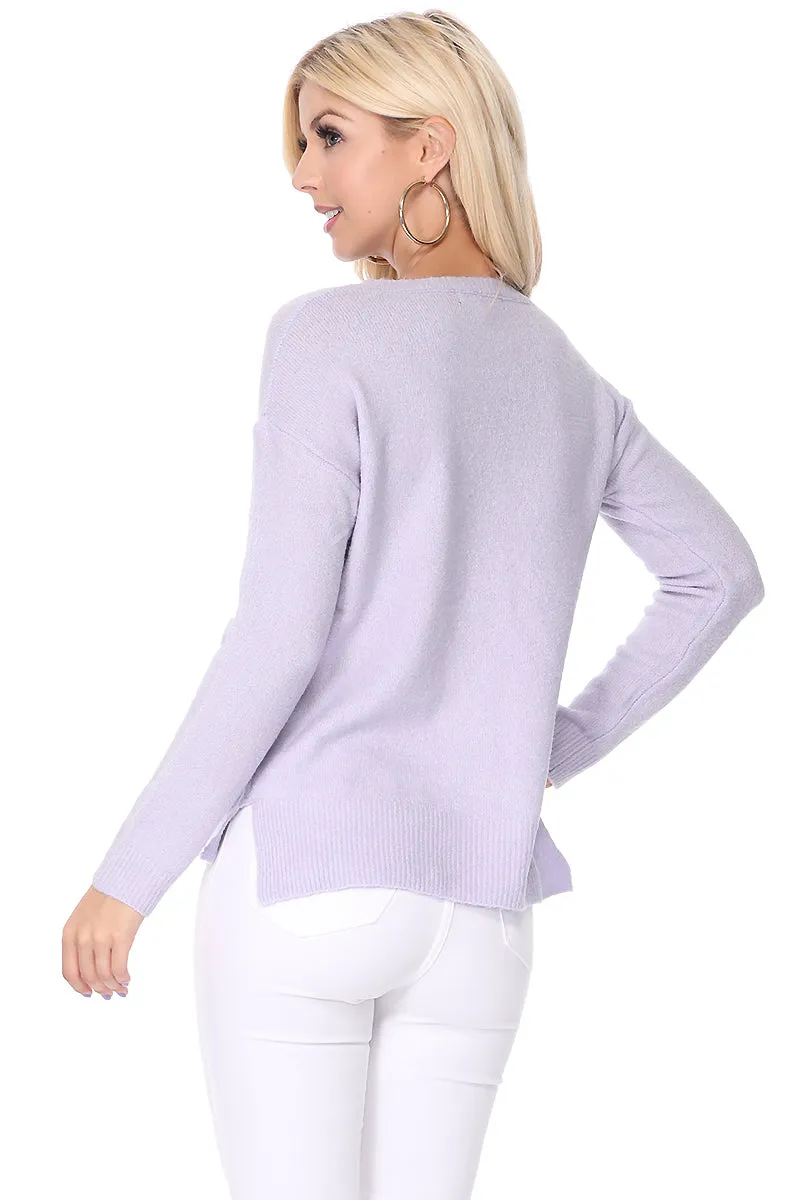 YEMAK Women's Long Sleeve Crewneck Lightweight Casual Soft Knit Pullover Sweater MK8015 (S-L)