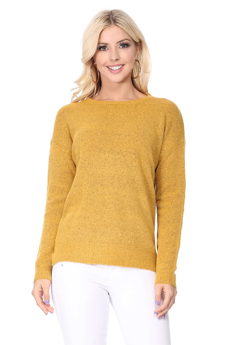 YEMAK Women's Long Sleeve Crewneck Lightweight Casual Soft Knit Pullover Sweater MK8015 (S-L)