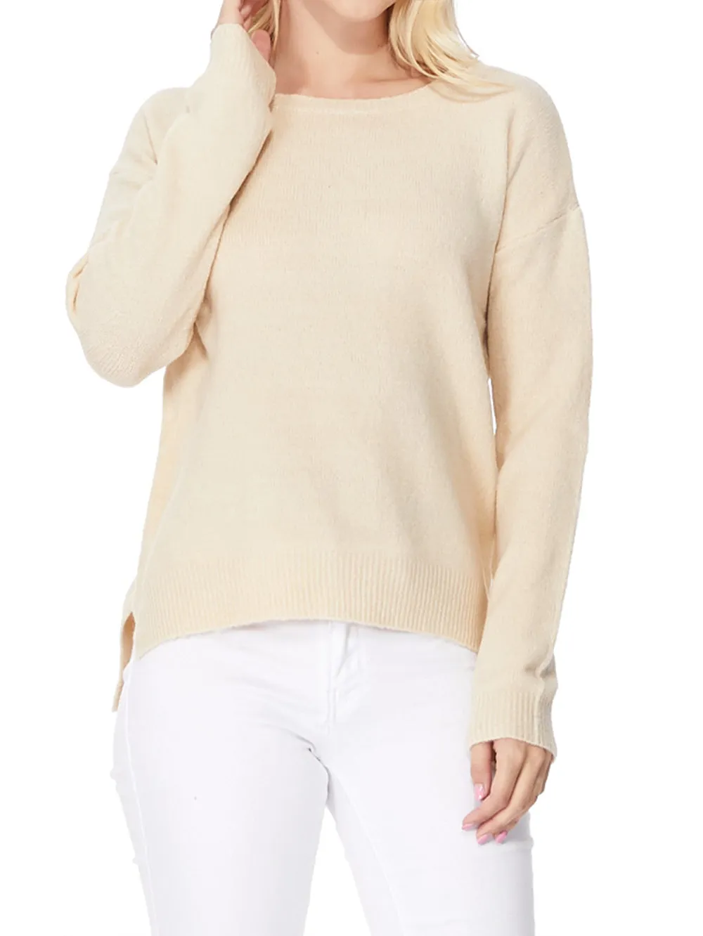 YEMAK Women's Long Sleeve Crewneck Lightweight Casual Soft Knit Pullover Sweater MK8015 (S-L)