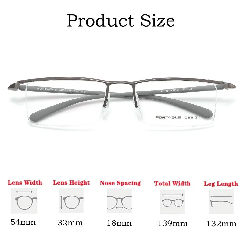 Yimaruili Men's Semi Rim Square Alloy Eyeglasses 8190