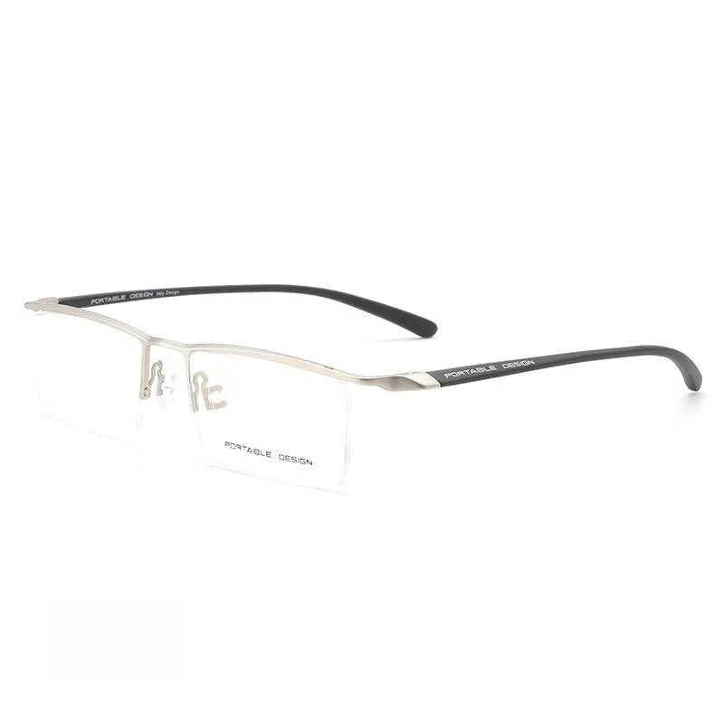 Yimaruili Men's Semi Rim Square Alloy Eyeglasses 8190