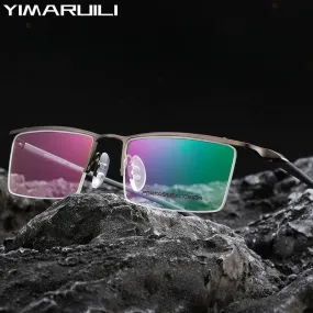 Yimaruili Men's Semi Rim Square Alloy Eyeglasses 8190