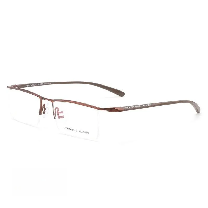 Yimaruili Men's Semi Rim Square Alloy Eyeglasses 8190