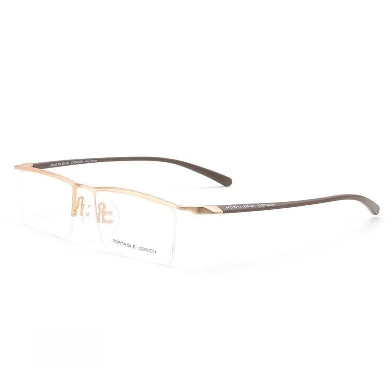 Yimaruili Men's Semi Rim Square Alloy Eyeglasses 8190