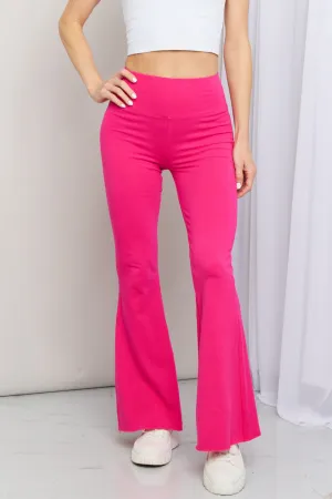 Zenana Full Size High Waist Sports Flare Pants in Hot Pink